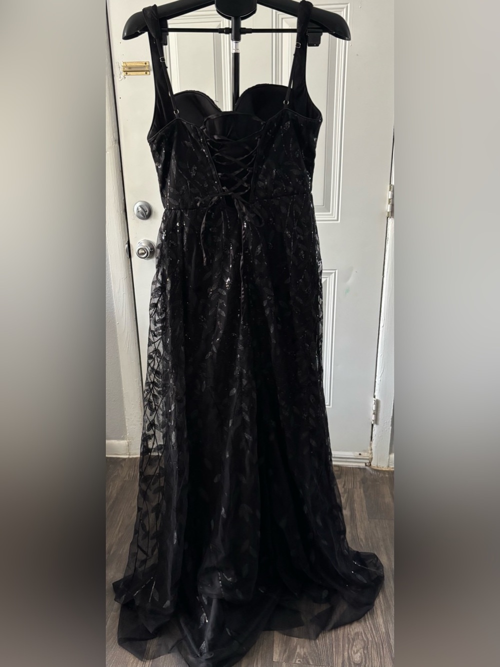 Macy’s Kadyce Black Sequined Corset Maxi Dress with Slit - Size L - Picture 5 of 16